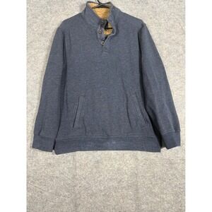 GH Bass Mens Blue Sherpa Lined Snap Neck Pullover‎ Sweater Size L